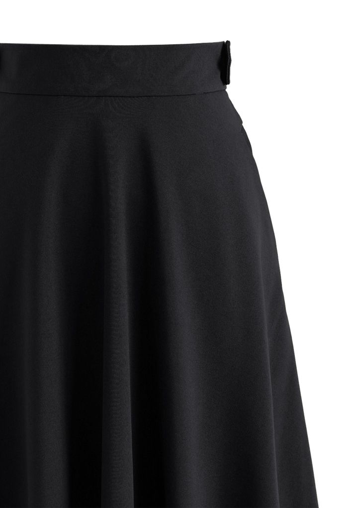 Basic Full A-line Skirt in Black