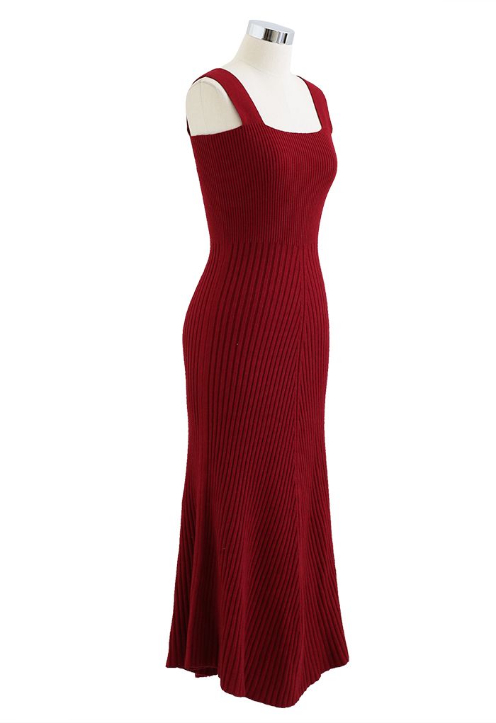 Slender Soft Knit Cami Dress in Red