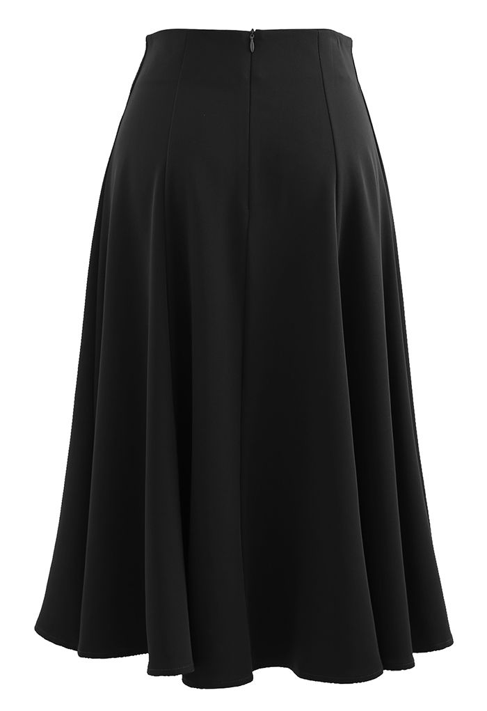 V-Shaped Waistline Textured A-Line Skirt in Black - Retro, Indie and ...