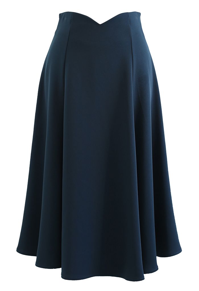 V-Shaped Waistline Textured A-Line Skirt in Indigo - Retro, Indie and ...