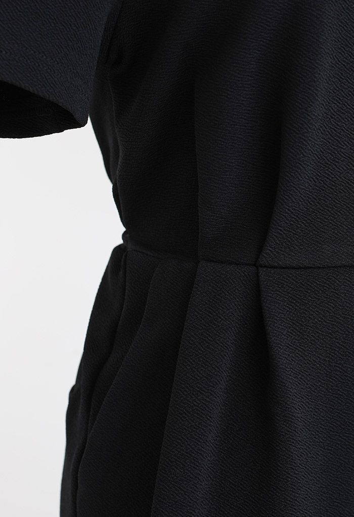 V-Neck Side Pockets Short-Sleeve Black Playsuit - Retro, Indie and ...