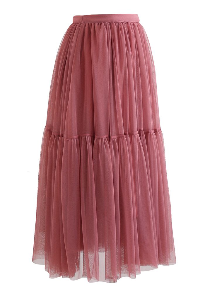 Can't Let Go Mesh Tulle Skirt in Berry