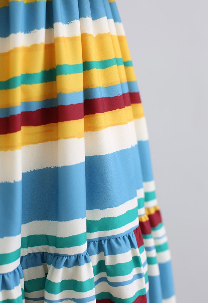 Summer Vacay Striped Off-Shoulder Shirred Maxi Dress