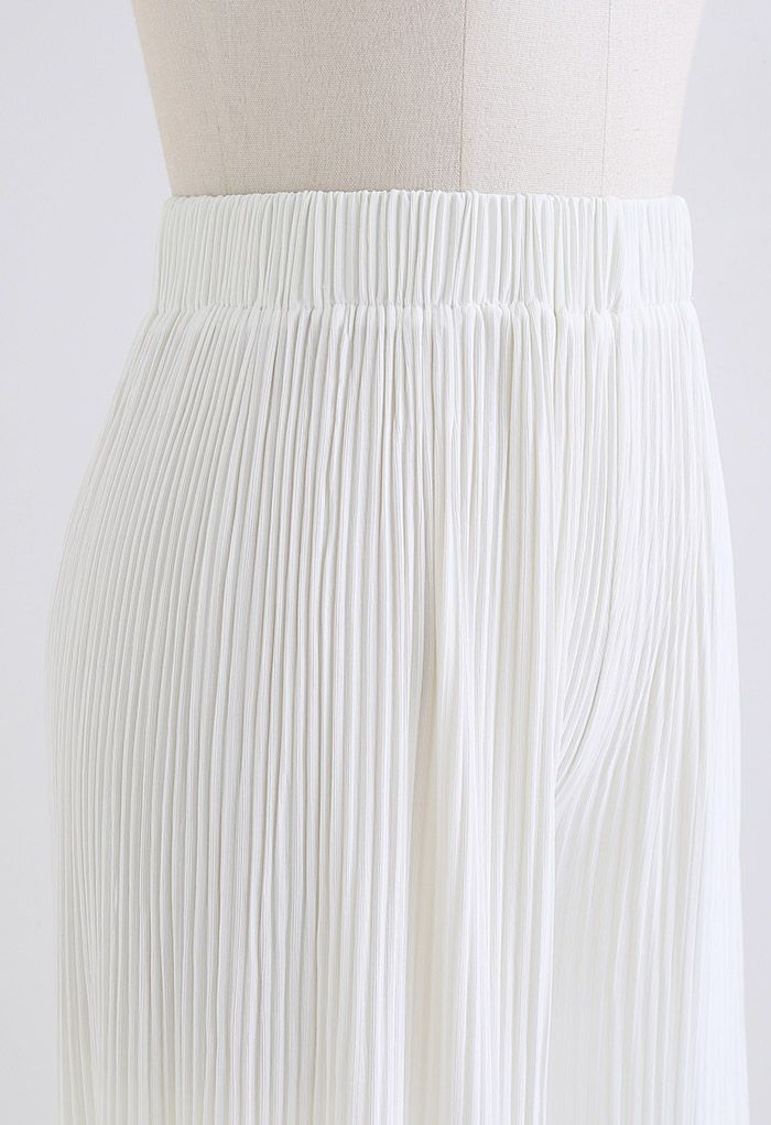 High-Waisted Ribbed Pants in Cream