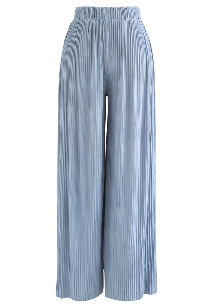 High-Waisted Ribbed Pants in Teal