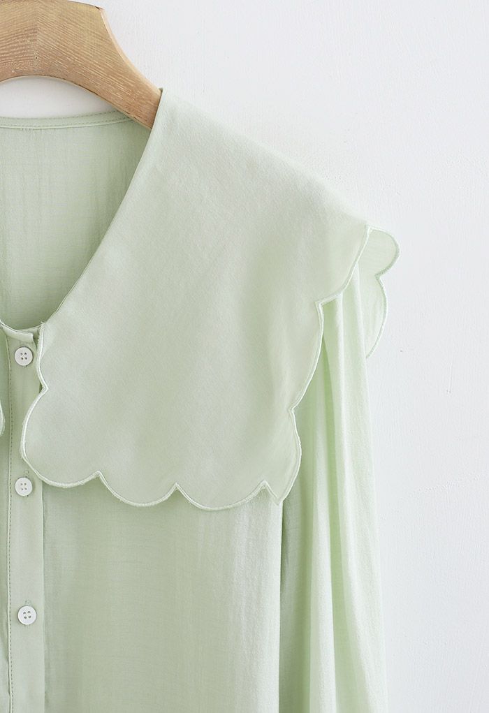 Scalloped Doll Collar Buttoned Shirt in Pistachio
