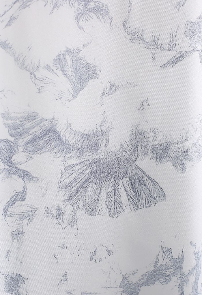 Inky Sketch Eagle Print Cami Dress in Light Blue