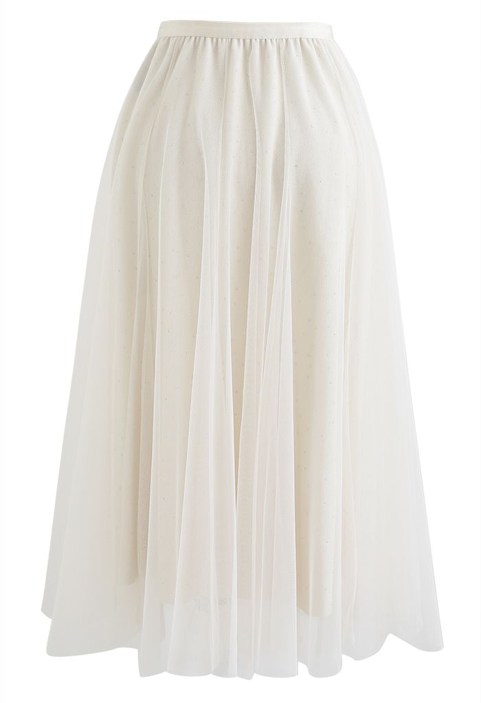 Rambling Crystal Decor Tulle Skirt in Cream - Retro, Indie and Unique ...