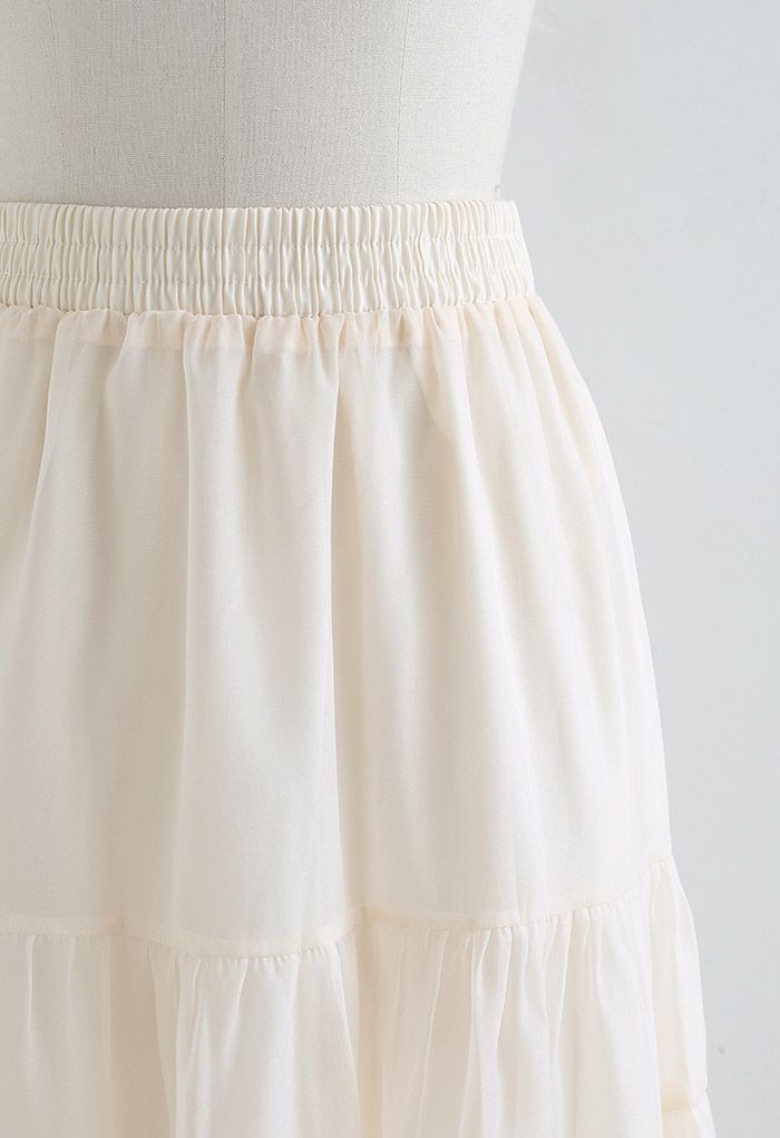 Airy Fairy Ruffle Hem Organza Skirt in Cream - Retro, Indie and Unique ...