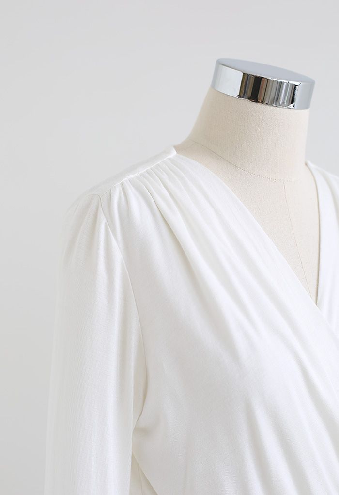 Ultra-Soft Cotton Wrap Top in White - Retro, Indie and Unique Fashion