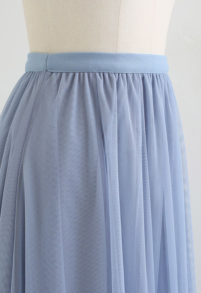 My Secret Garden Tulle Maxi Skirt in Blue