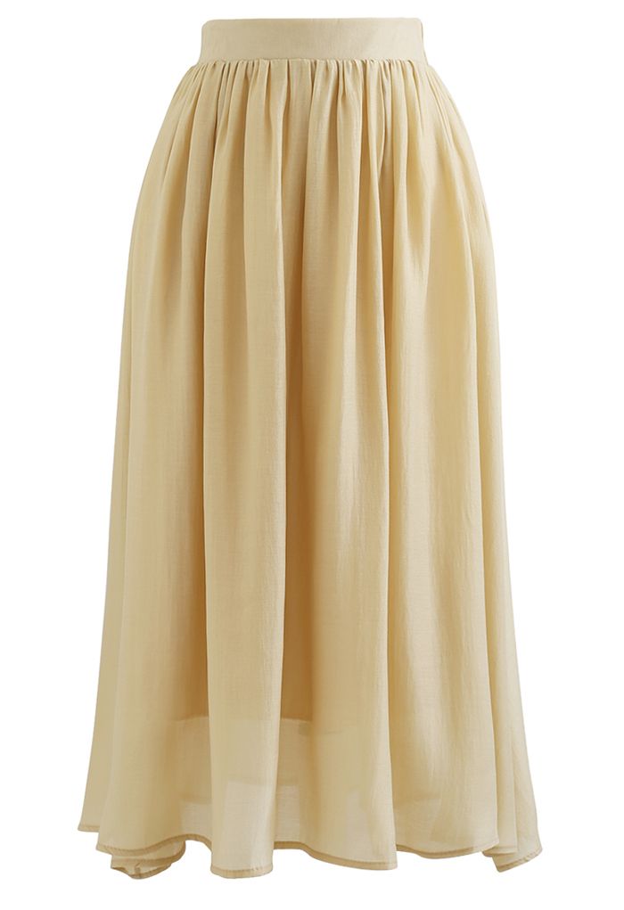 Simplicity Solid Color Textured Skirt in Mustard - Retro, Indie and ...