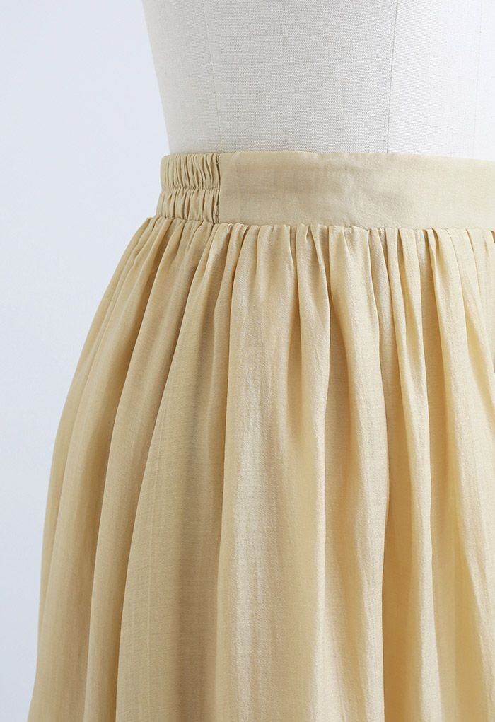 Simplicity Solid Color Textured Skirt in Mustard