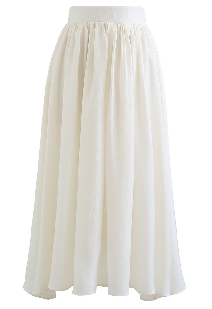 Simplicity Solid Color Textured Skirt in Cream - Retro, Indie and ...