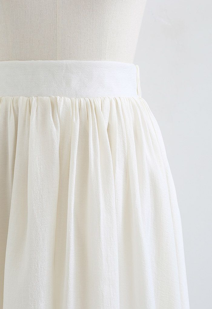 Simplicity Solid Color Textured Skirt in Cream - Retro, Indie and ...