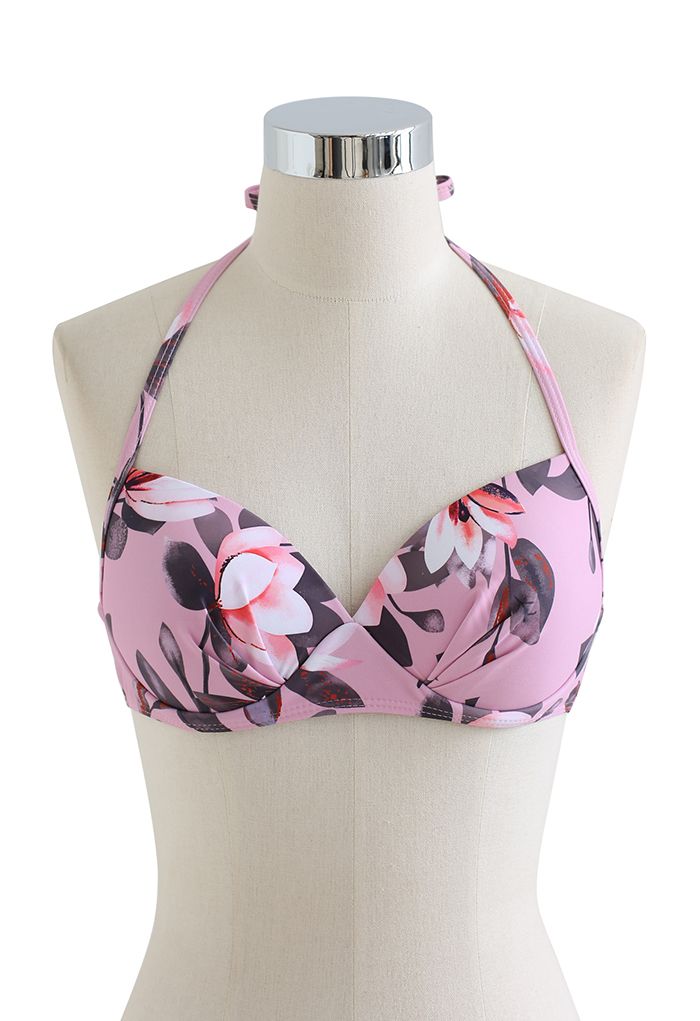 Magnolia Two-Piece Long Sleeve Bikini Set in Pink