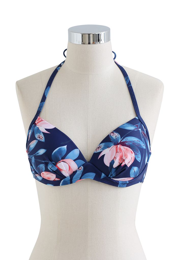Magnolia Two-Piece Long Sleeve Bikini Set in Navy