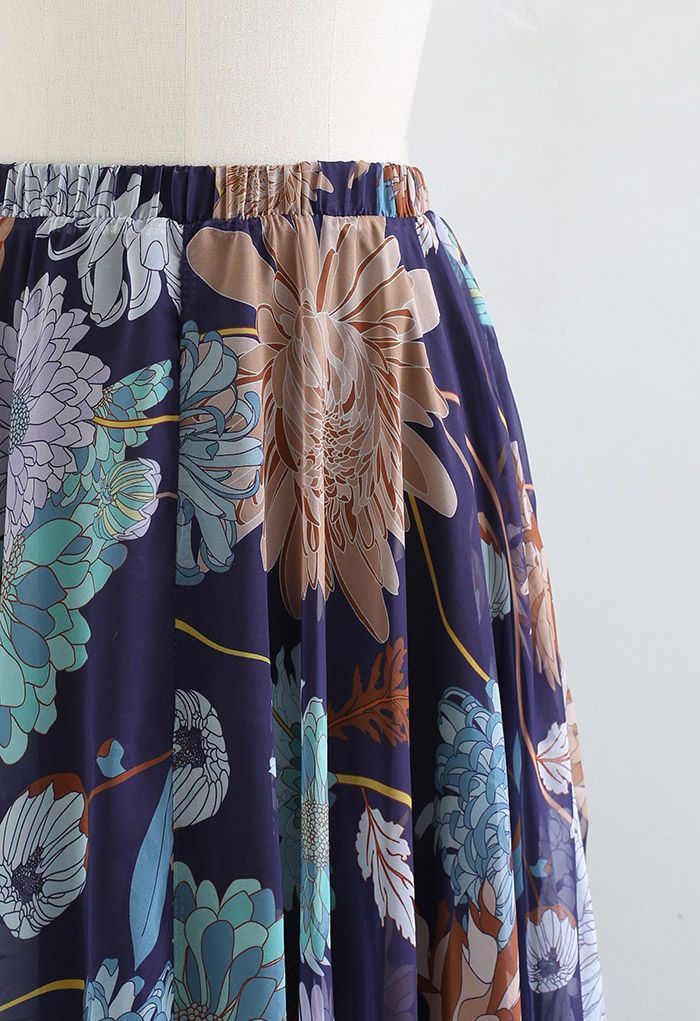 Marguerite Print Chiffon Maxi Skirt