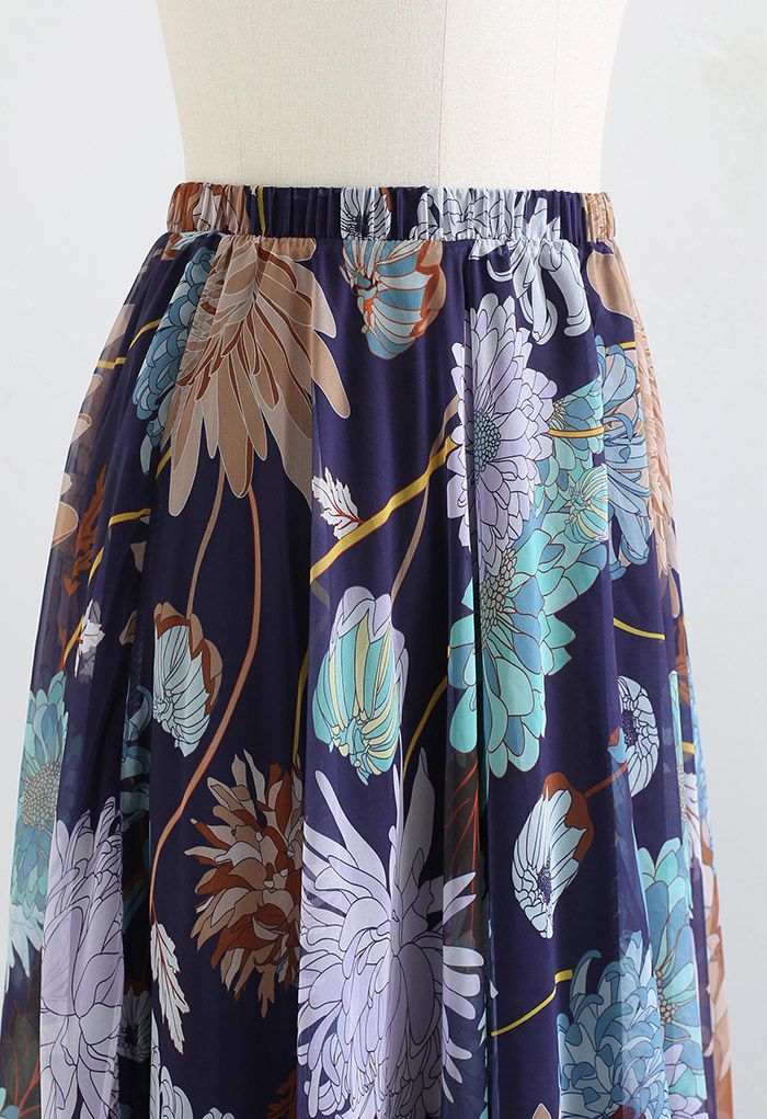 Marguerite Print Chiffon Maxi Skirt