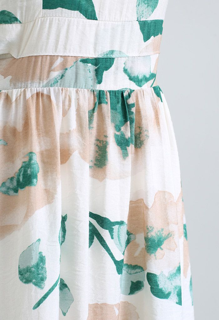 Summer Mood Watercolor Floral Halter Maxi Dress