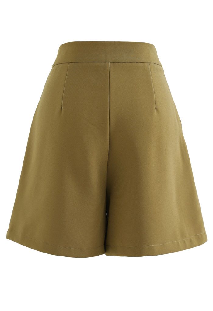 Horsebit Waist Side Pockets Pleated Shorts - Retro, Indie and Unique ...
