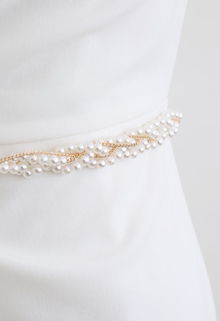 Pearl Beading Metal Chain Belt - Retro, Indie and Unique Fashion