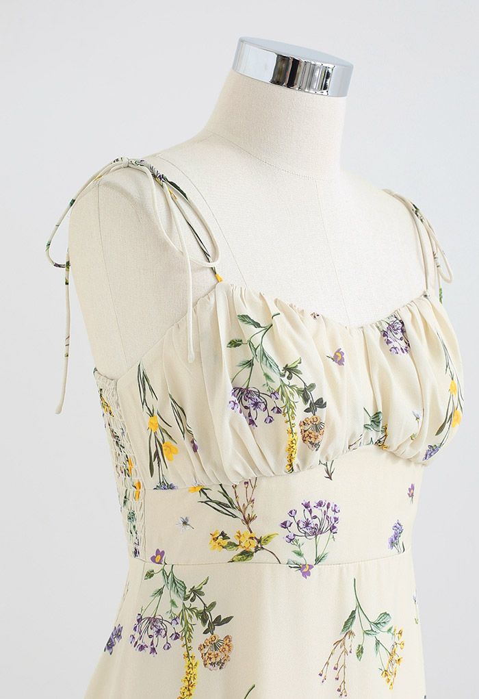 Wild Flowers Printed Tie-Strap Cami Midi Dress