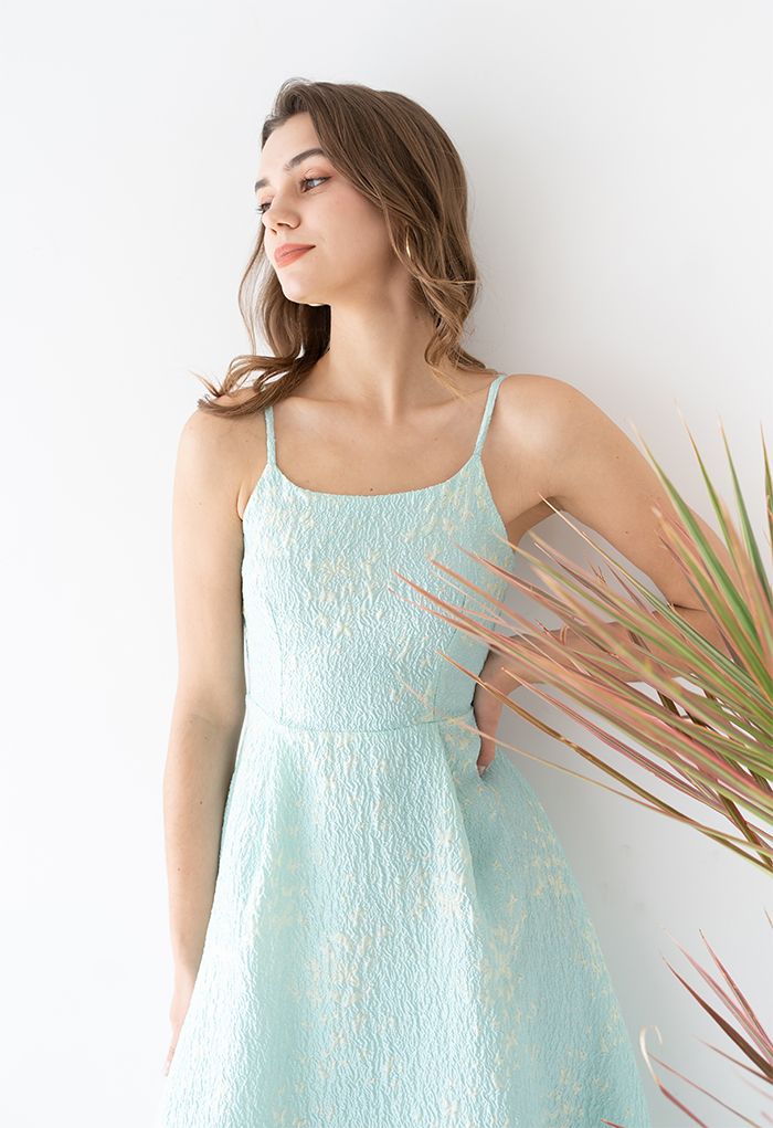 Butterfly Embroidery Embossed Cami Midi Dress
