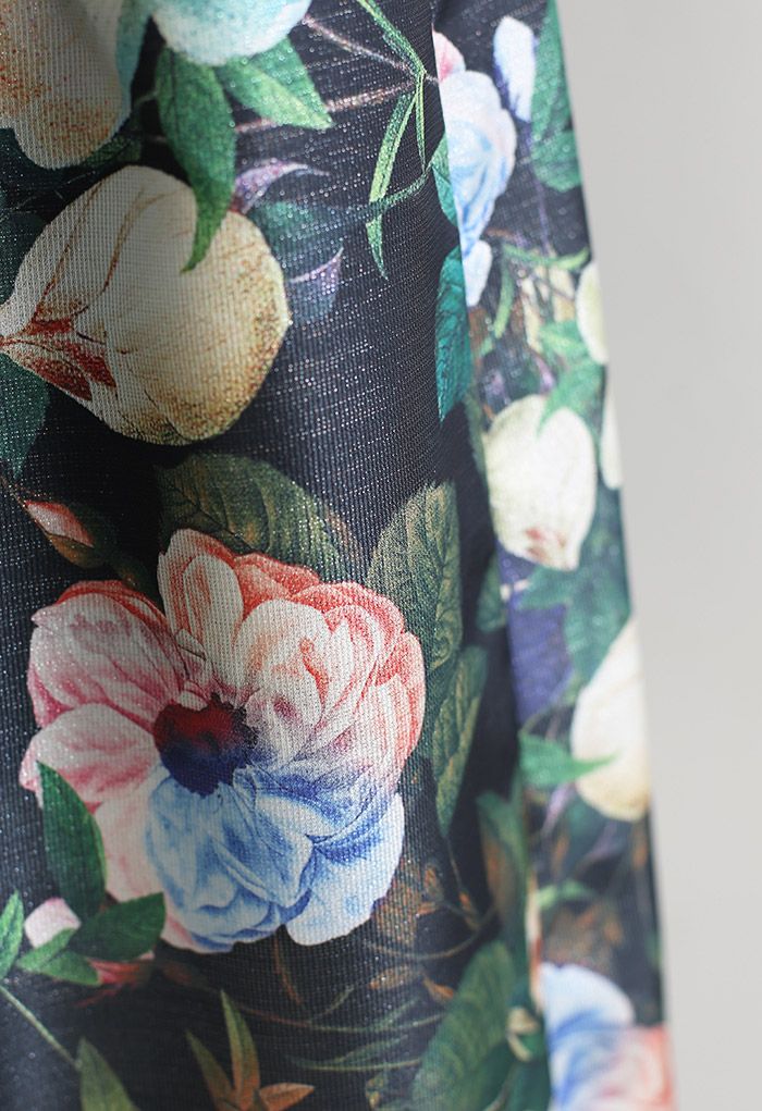 Gorgeous Garden Shimmery Pleated Midi Skirt