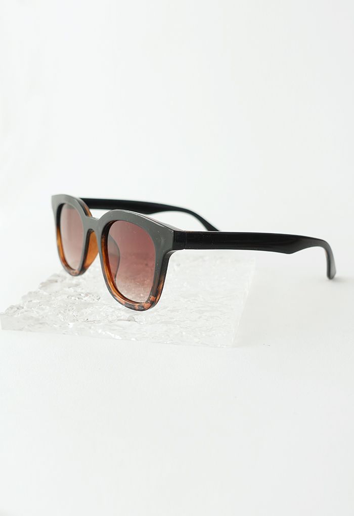 Gradient Lens Wide-Rim Rectangle Shape Sunglasses