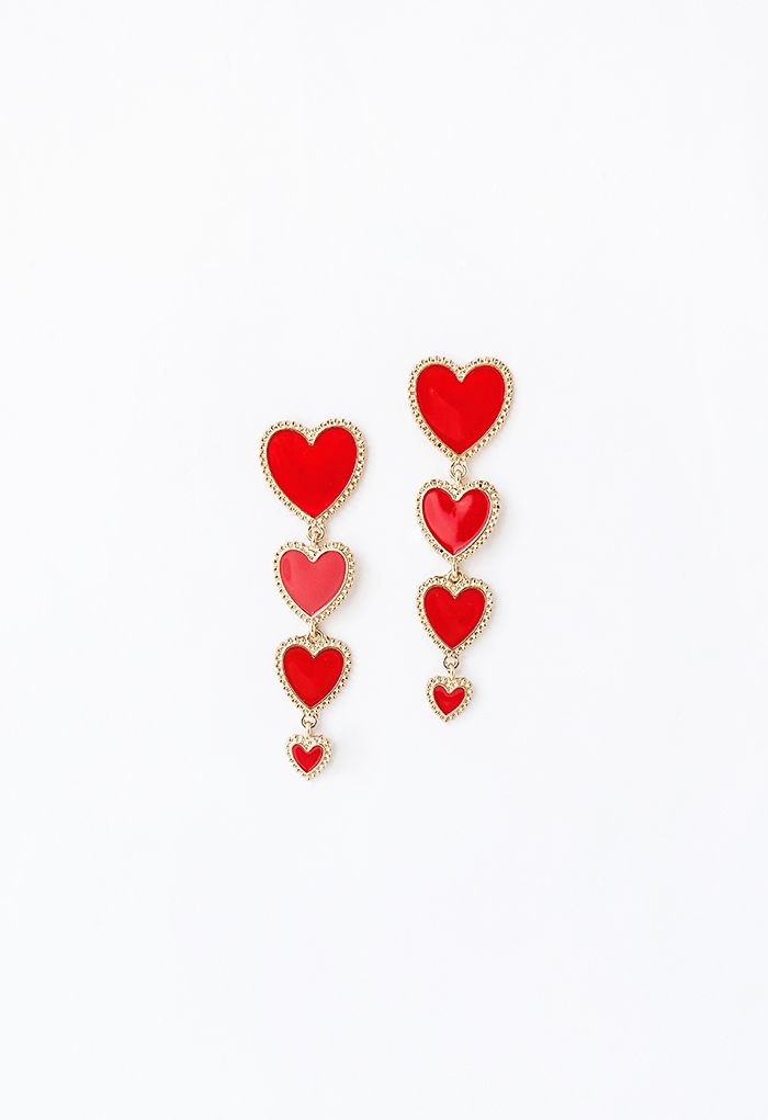 Connecting Hearts Golden Trim Drop Earrings - Retro, Indie and Unique ...