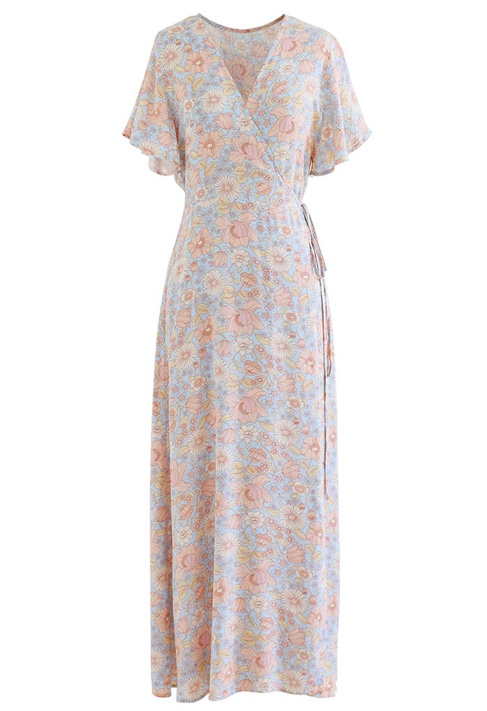 Blush Flower Land Wrap Maxi Dress