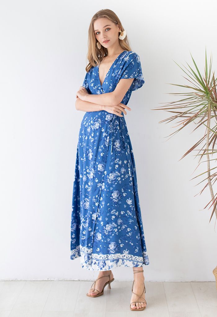 Indigo Rose Printed Maxi Dress