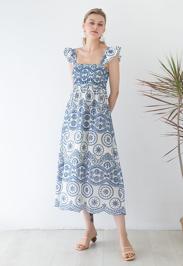 Dreamy Boho Embroidered Cutout Maxi Dress