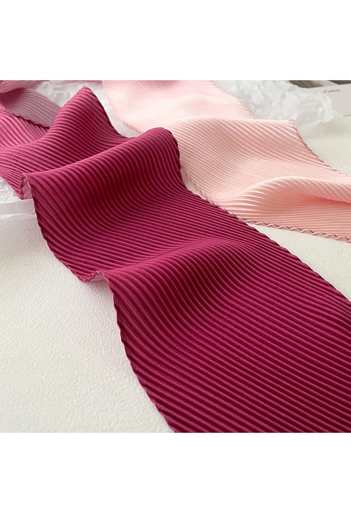 Silk Feeling Gradient Pleated Ribbon Scarf