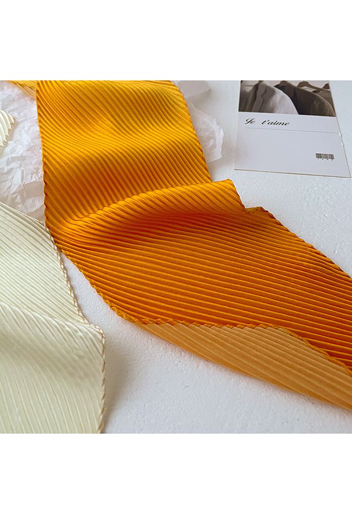Silk Feeling Gradient Pleated Ribbon Scarf