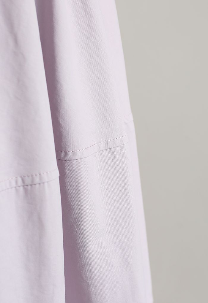 Seam Detailing Cotton Midi Skirt in Lilac