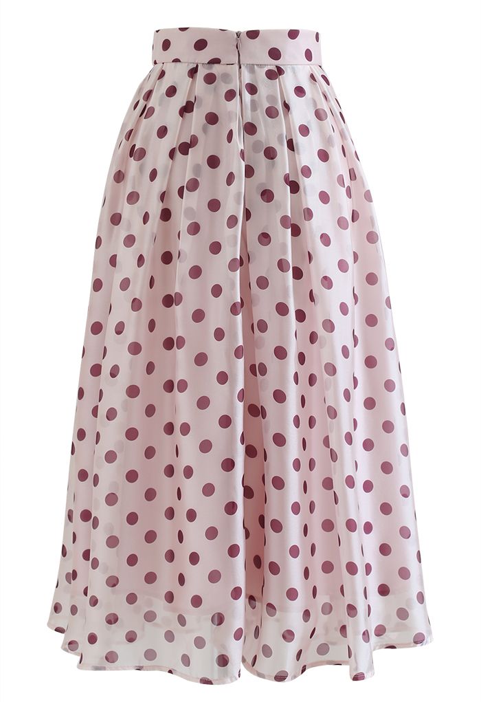 Plum Dot Pleated Sheer Midi Skirt - Retro, Indie and Unique Fashion