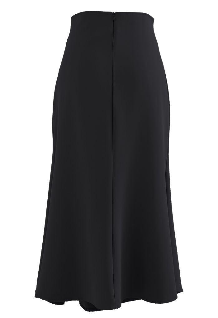 High-Waisted Split Asymmetric Frilling Skirt in Black - Retro, Indie ...