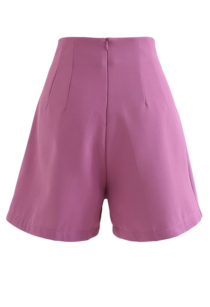 Stitches Waist Pleated Shorts in Violet - Retro, Indie and Unique Fashion