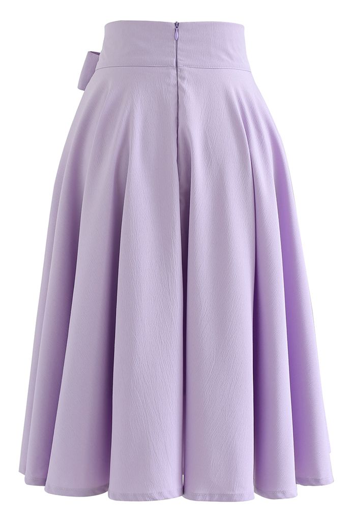 Flare Hem Bowknot Waist Midi Skirt in Lilac - Retro, Indie and Unique ...