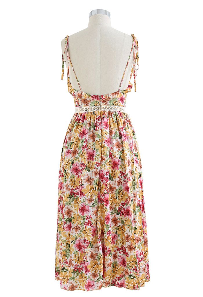 Vivid Plum Blossom Pleated Cami Midi Dress - Retro, Indie and Unique ...
