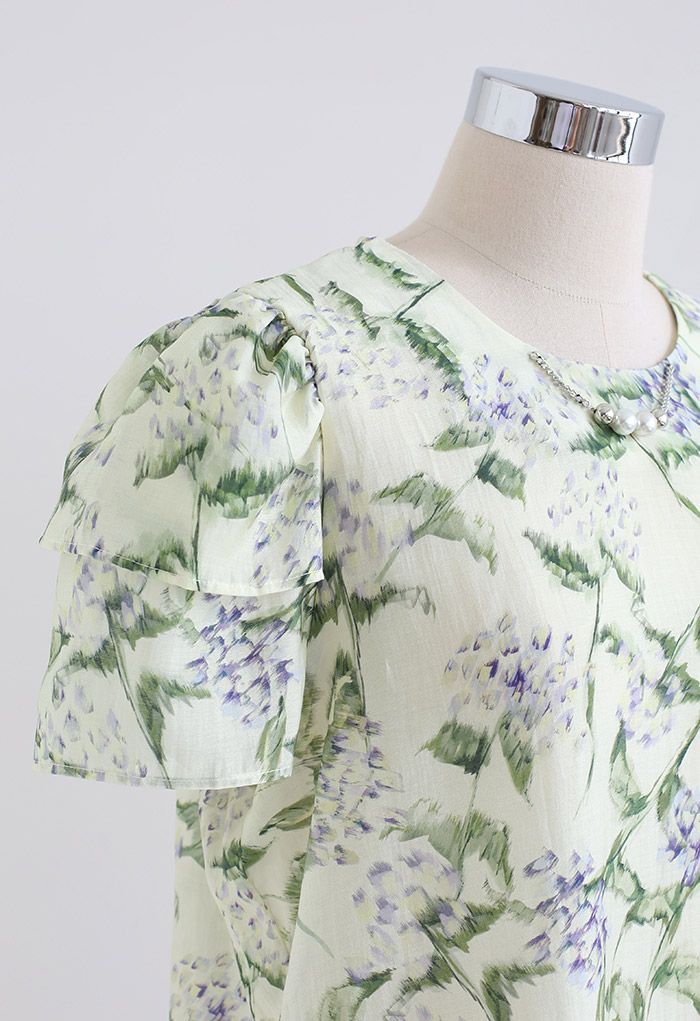 Summer Plant Layered Short Sleeve Top