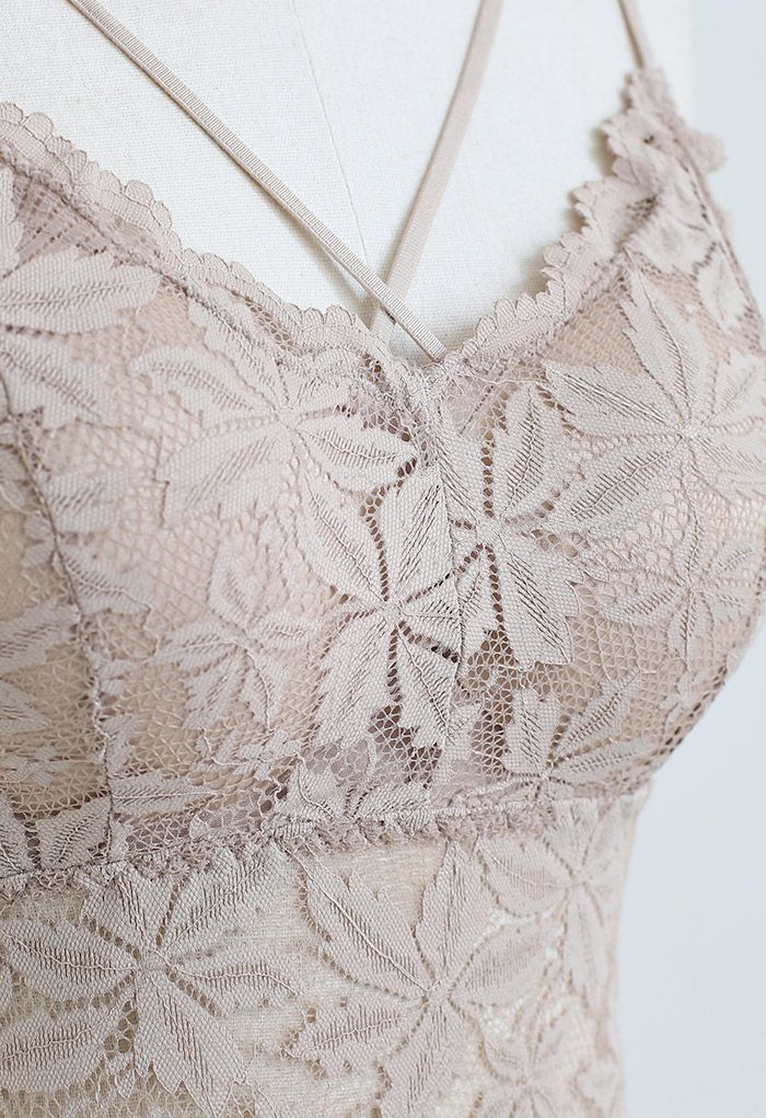 Blossom Lace Cami Bustier Top in Nude Pink - Retro, Indie and Unique Fashion