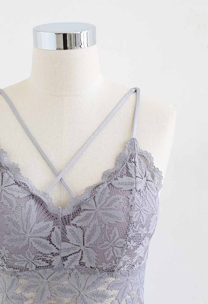 Blossom Lace Cami Bustier Top in Lilac