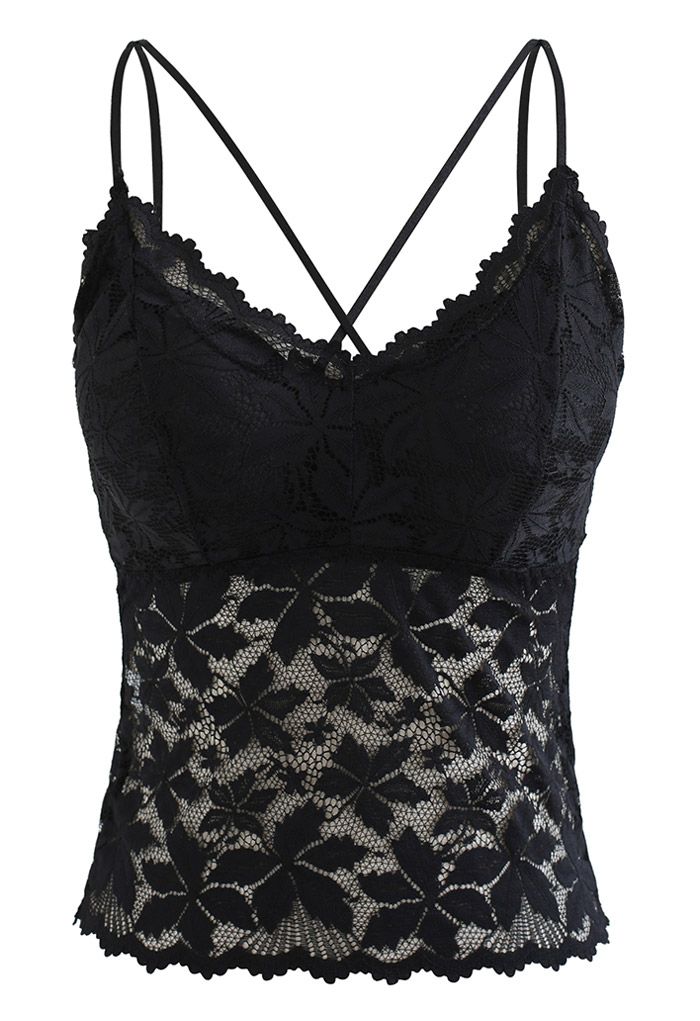 Blossom Lace Cami Bustier Top in Black - Retro, Indie and Unique