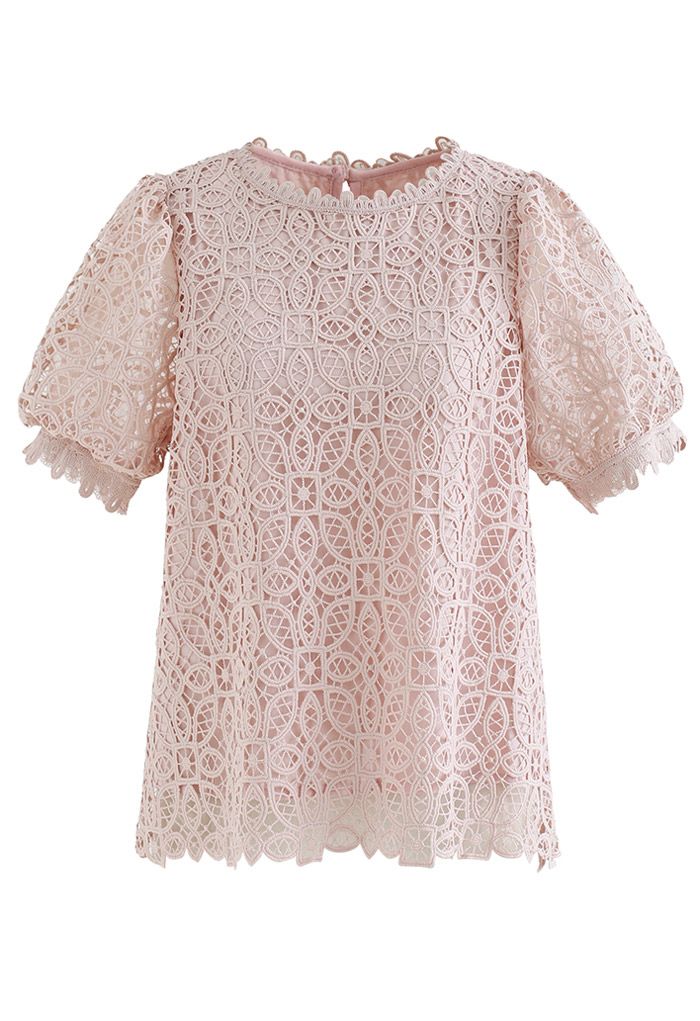 Hollow Out Floral Crochet Top in Pink - Retro, Indie and Unique Fashion