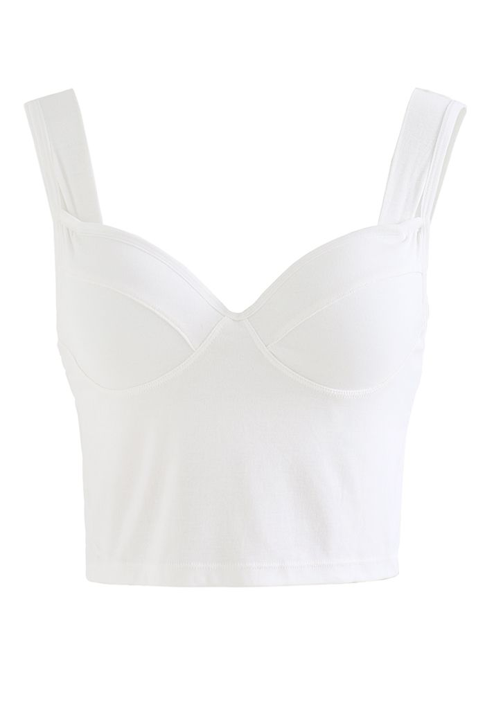Solid Color Underwire Bustier Crop Top in White