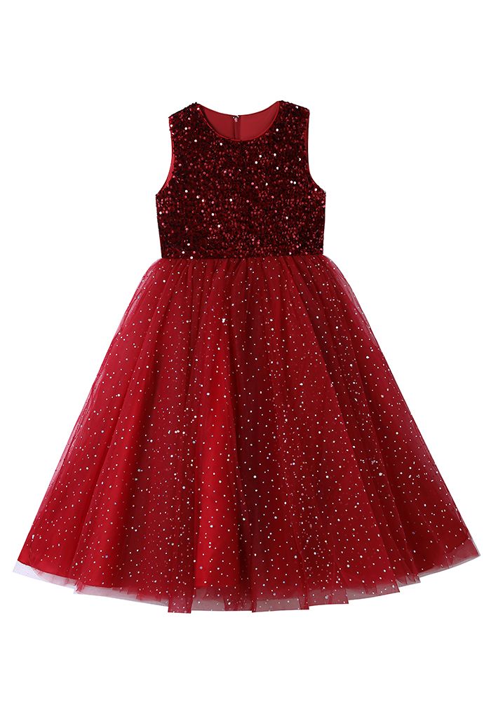 Red and black gradient sequins fabric children's wear DIY dress