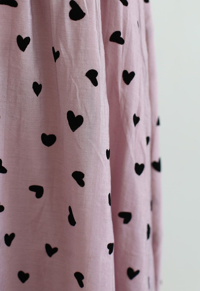 Little Velvet Heart Midi Skirt in Dusty Pink - Retro, Indie and Unique ...